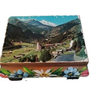 Music Box Souvenir Of Germany Handpainted Wood Inscribed Message Diary ***Works